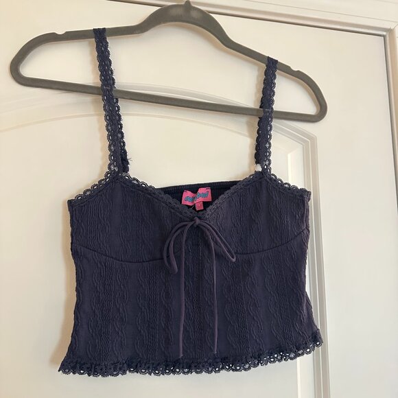 Navy Crop Top - Picture 1 of 8